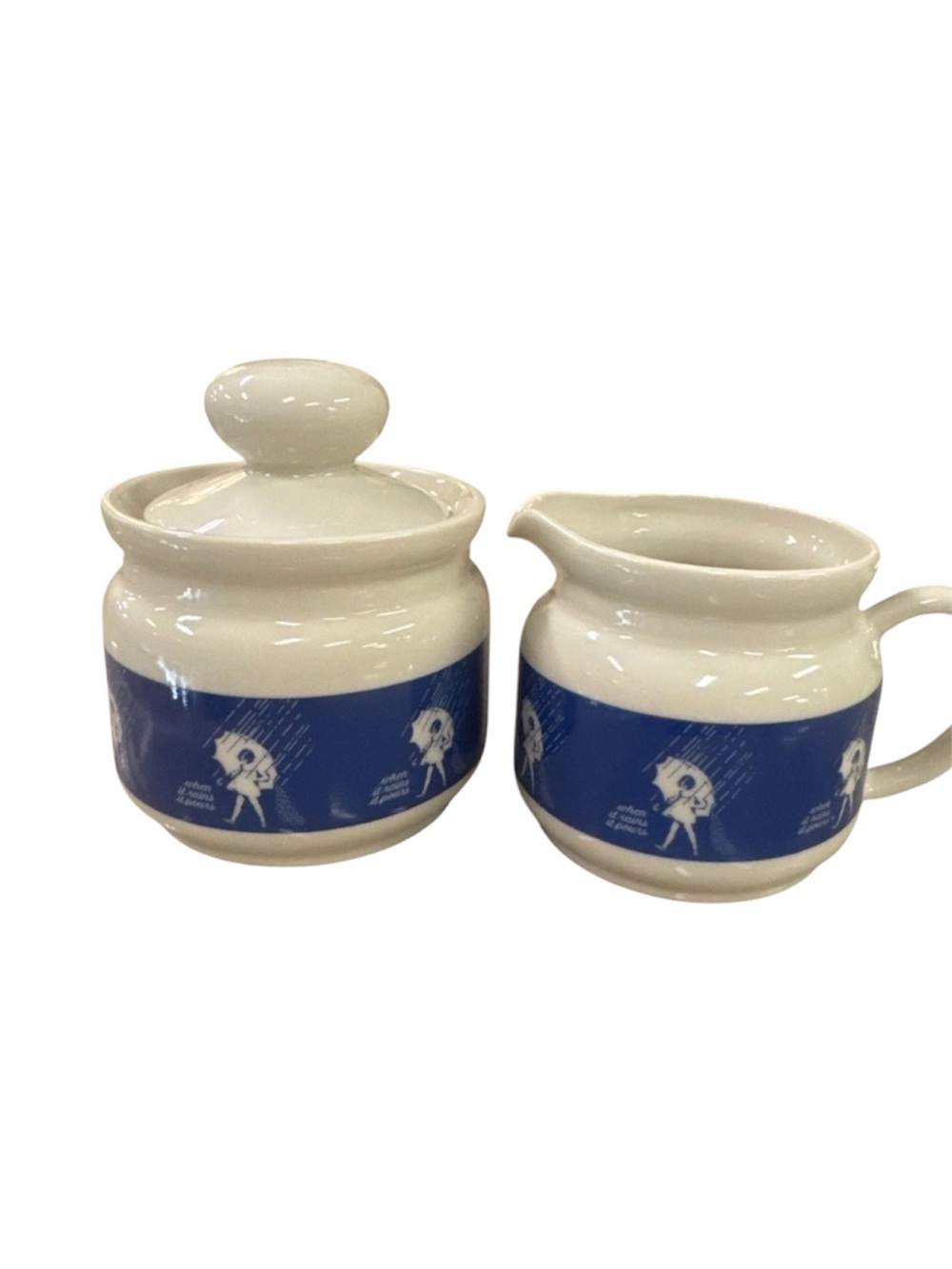 Morton Salt Advertising Sugar Bowl & Creamer Set– Vintage When It Rains It Pours